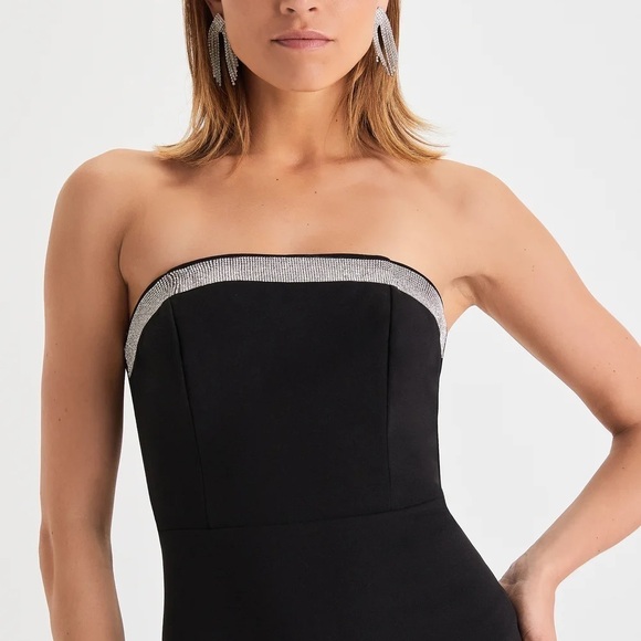 Glamorous Influence Black Rhinestone Strapless Maxi Dress - Picture 5 of 9